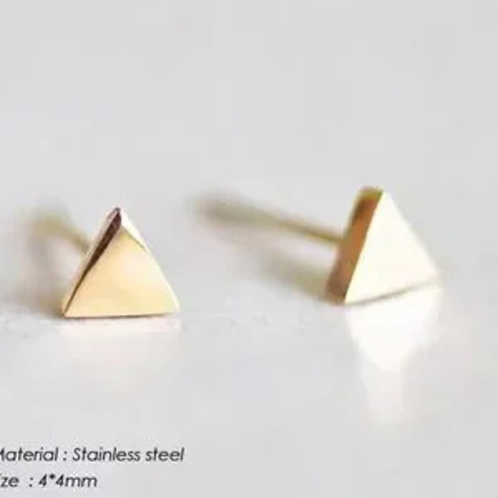 Tiny Stainless Steel Triangle Stud Earrings for Wome